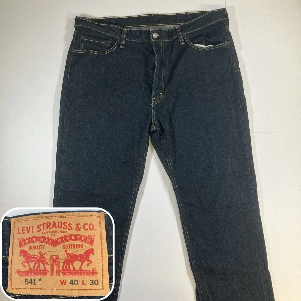 Levi's 541 Jeans‎ Mens 40x30 Dark Wash Athletic Taper Stretch Denim